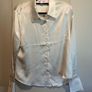 Joe Fresh Satin Cream Dress Shirt with Dress Collar